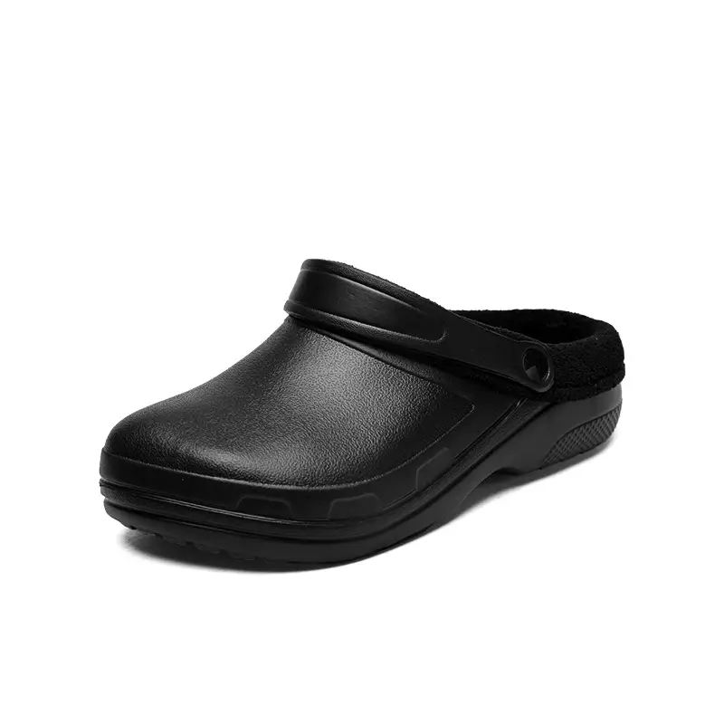 Cross-border plus size Winter fleece-lined Warm Baotou Cotton Slippers Men's Thick-soled Lazy Slip-on Waterproof Kitchen Work Shoes - Image 8