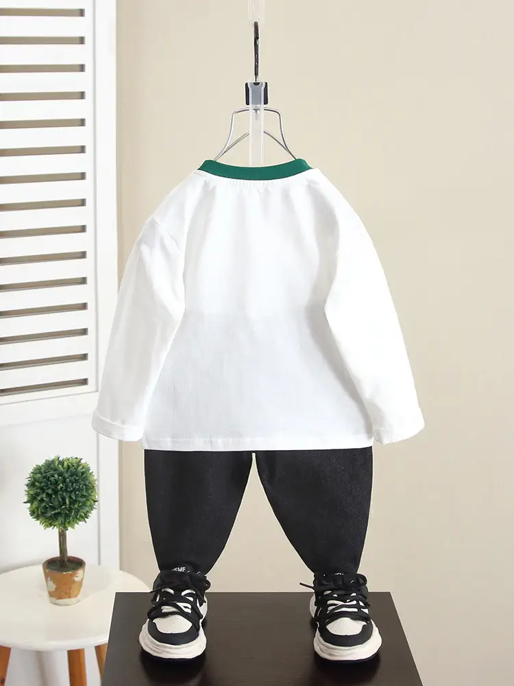 White Long Sleeve T-Shirt for Boys Spring Autumn 2024 - Image 3