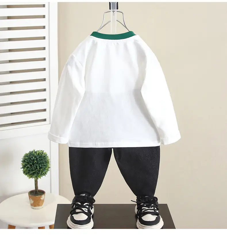 White Long Sleeve T-Shirt for Boys Spring Autumn 2024 — feature 3