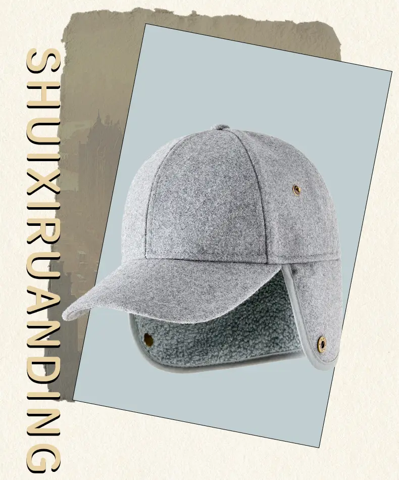 Men Woolen Fleece Baseball Cap Winter Warm Ear Protection — feature 3