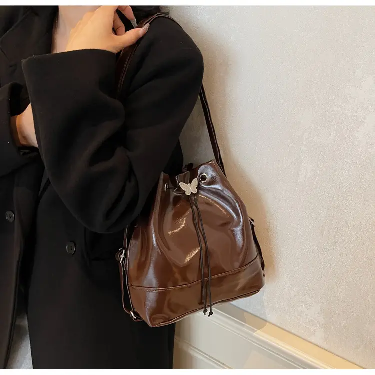 Women's Korean Style Brown Bucket Bag 2024 — feature 13