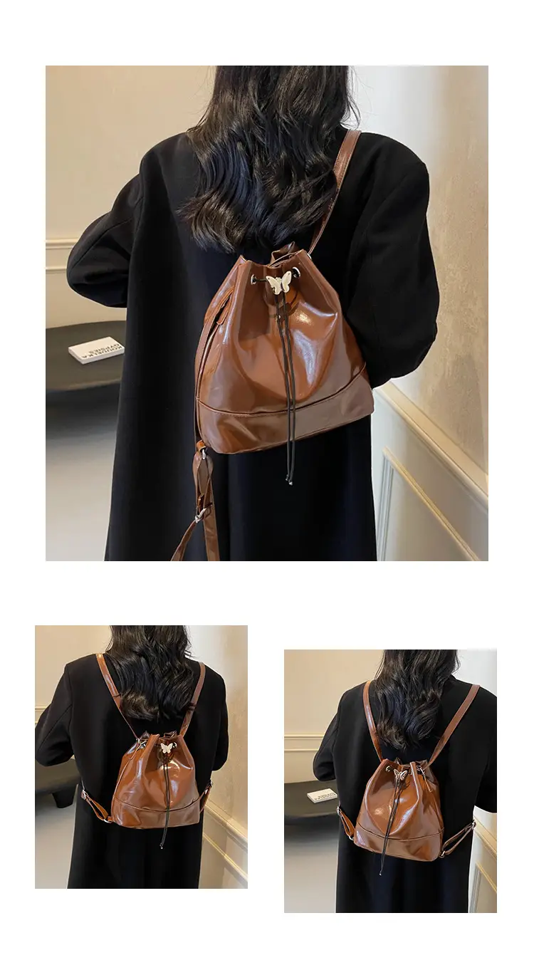 Women's Korean Style Brown Bucket Bag 2024 — feature 25