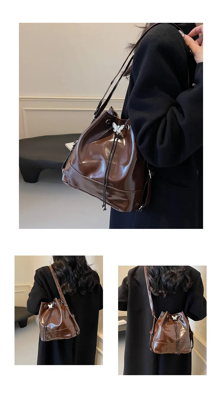 Women's Korean Style Brown Bucket Bag 2024 — feature 29