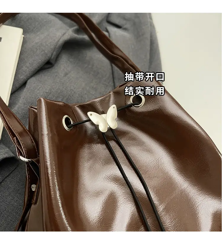 Women's Korean Style Brown Bucket Bag 2024 — feature 4