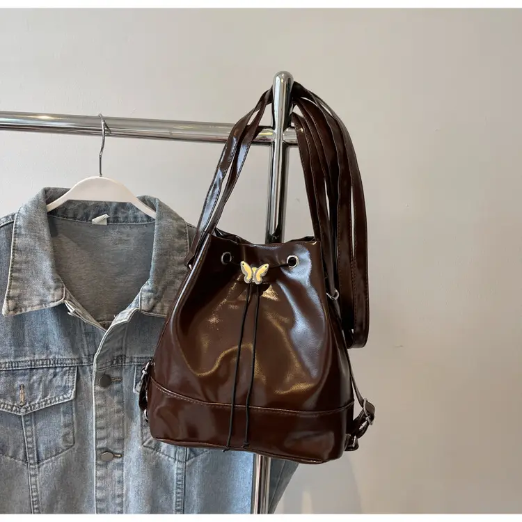 Women's Korean Style Brown Bucket Bag 2024 - Image 4