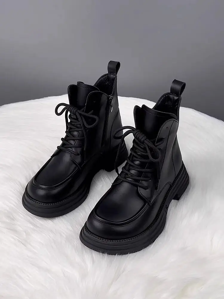 Women's Warm Leather Boots Black Brown 2025 Winter — feature 1