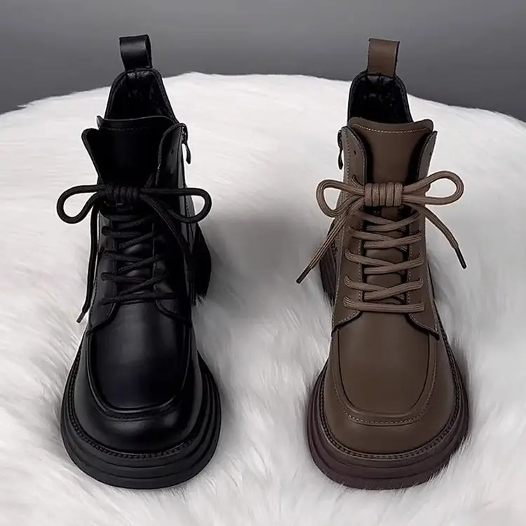 Women's Warm Leather Boots Black Brown 2025 Winter — feature 12