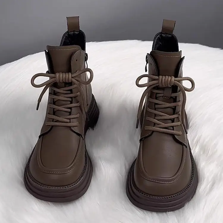 Women's Warm Leather Boots Black Brown 2025 Winter — feature 9