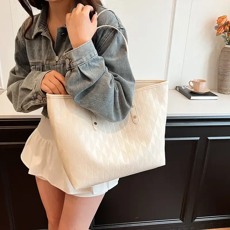 Women's White Quilted Shoulder Bag 2024 Spring Summer Korean Style - Image 8