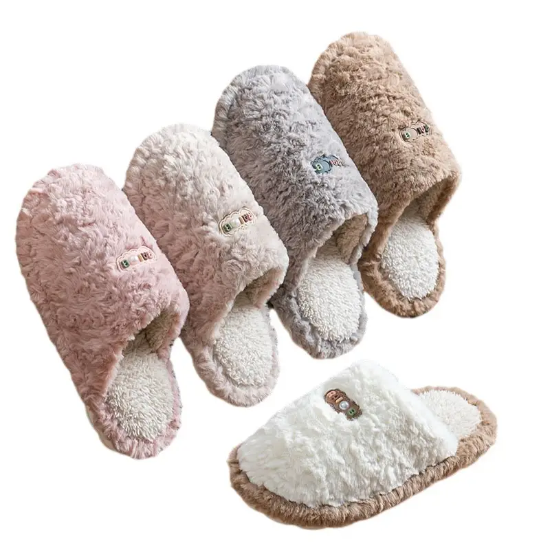 Cotton slippers ladies autumn and winter new indoor home home non-slip soft bottom warm plush couples cotton slippers wholesale