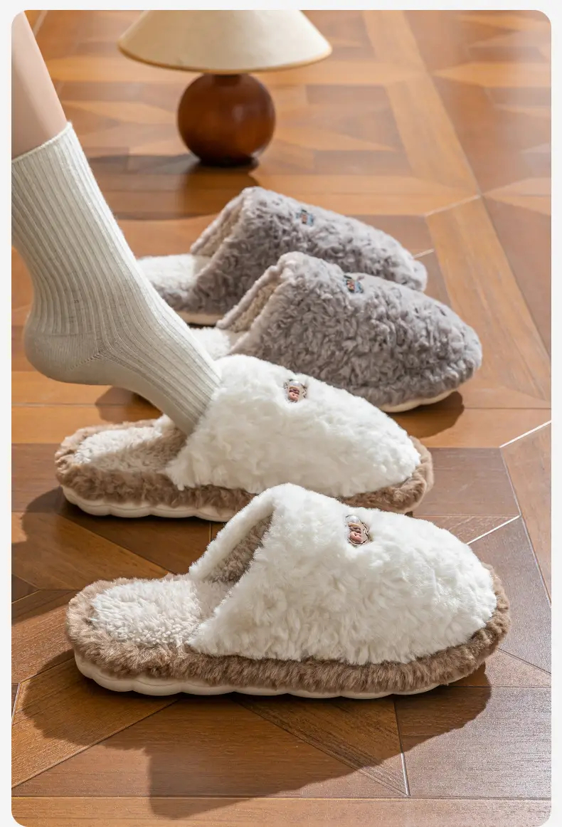 Cotton slippers ladies autumn and winter new indoor home home non-slip soft bottom warm plush couples cotton slippers wholesale — feature 6