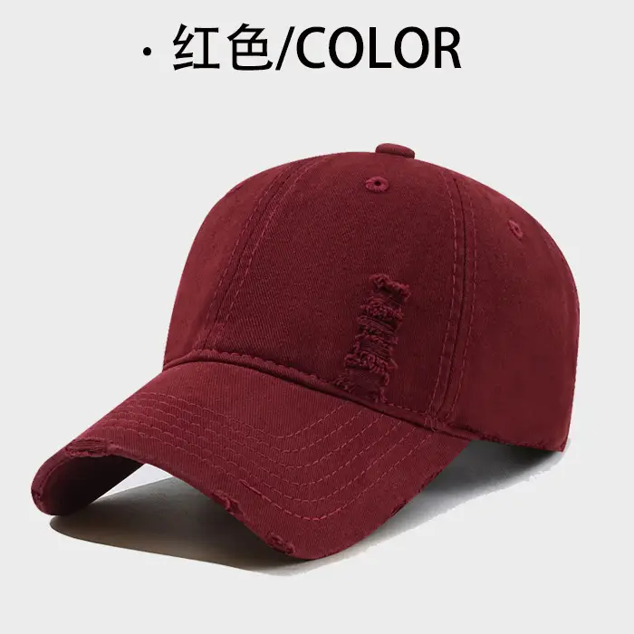Maroon Washed Cotton Baseball Cap for Men - Image 3