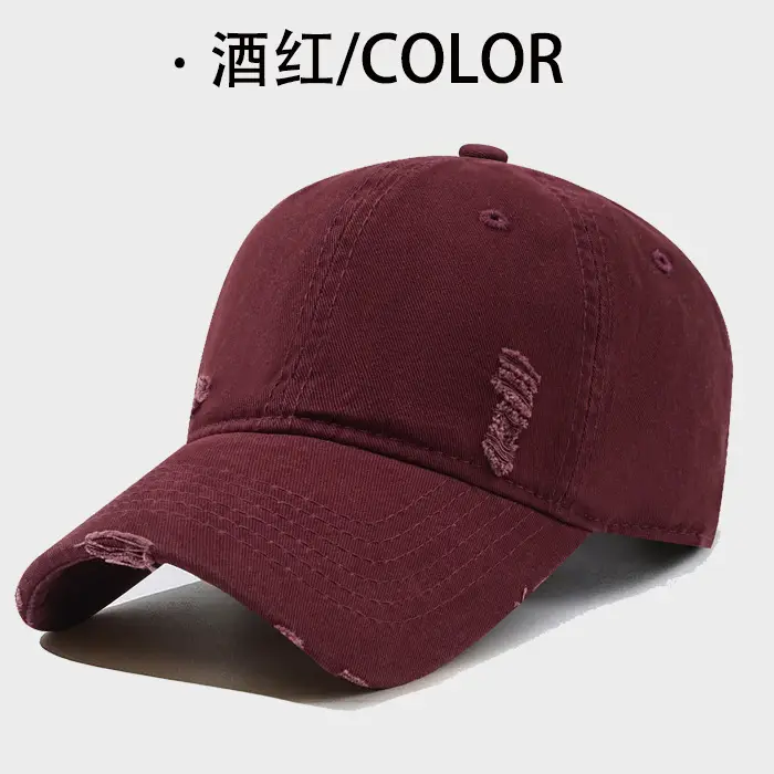 Maroon Washed Cotton Baseball Cap for Men - Image 8
