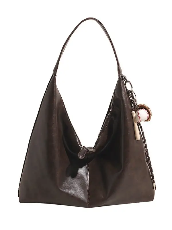 Women's Large Capacity Grey Leather Tote Bag - Image 9