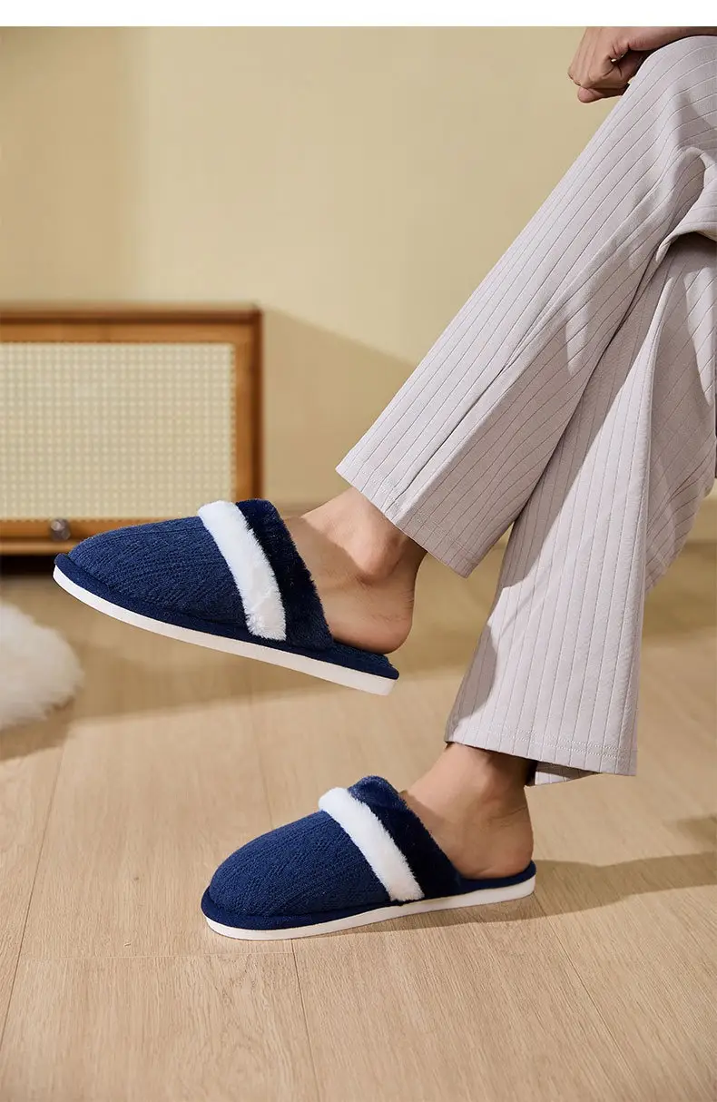Cross-Border Wholesale Winter Furry Slippers for Home Use, Non-Slip, Warm, Plush, Thick-Soled, Couple Style Cotton Slippers — feature 18