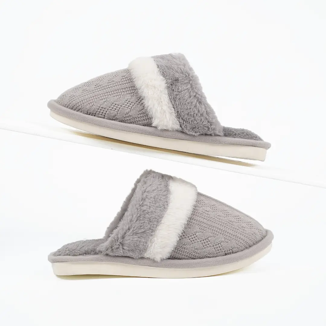 Cross-Border Wholesale Winter Furry Slippers for Home Use, Non-Slip, Warm, Plush, Thick-Soled, Couple Style Cotton Slippers