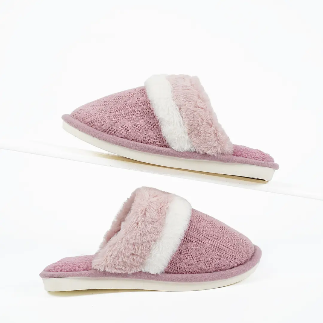 Cross-Border Wholesale Winter Furry Slippers for Home Use, Non-Slip, Warm, Plush, Thick-Soled, Couple Style Cotton Slippers