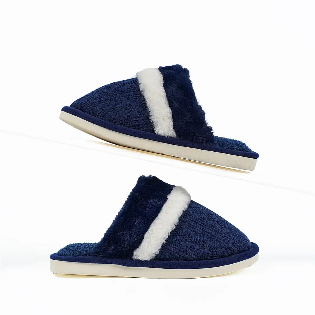 Cross-Border Wholesale Winter Furry Slippers for Home Use, Non-Slip, Warm, Plush, Thick-Soled, Couple Style Cotton Slippers
