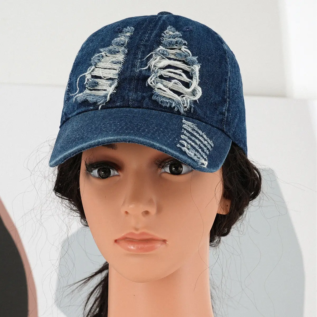 Vintage Distressed Wash Denim Cap for Men Women - Image 5