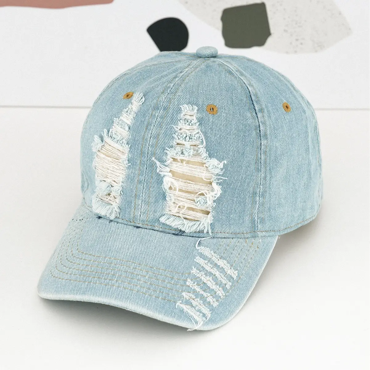 Vintage Distressed Wash Denim Cap for Men Women - Image 7