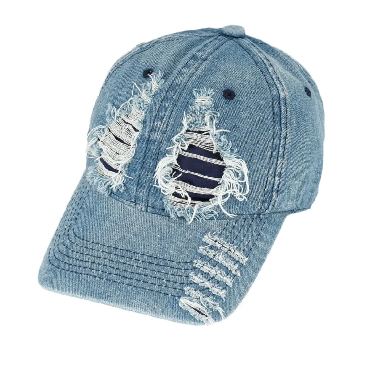 Vintage Distressed Wash Denim Cap for Men Women - Image 8