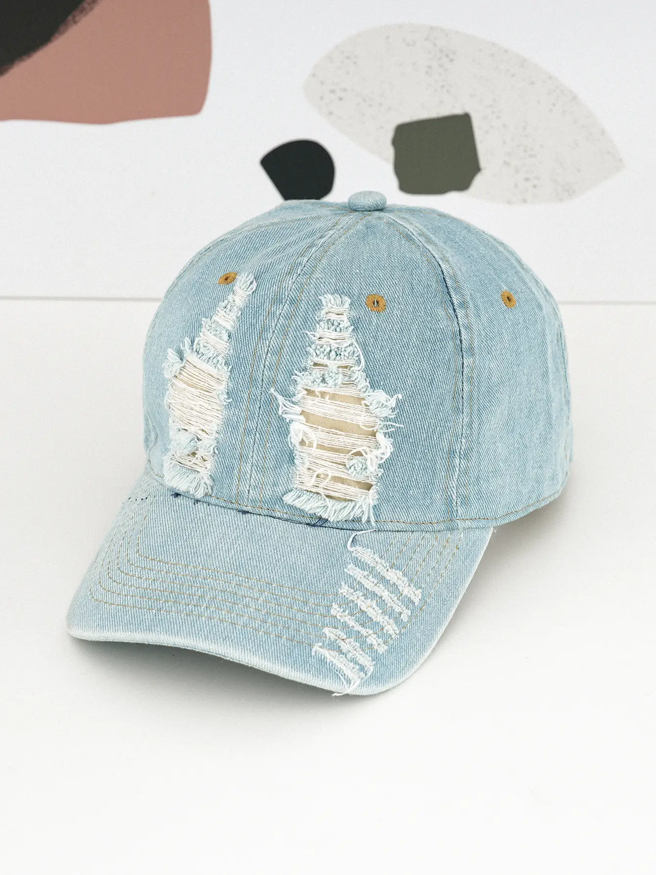 Vintage Distressed Wash Denim Cap for Men Women — feature 4