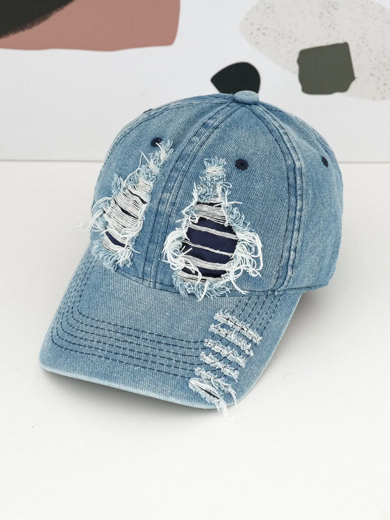 Vintage Distressed Wash Denim Cap for Men Women — feature 6