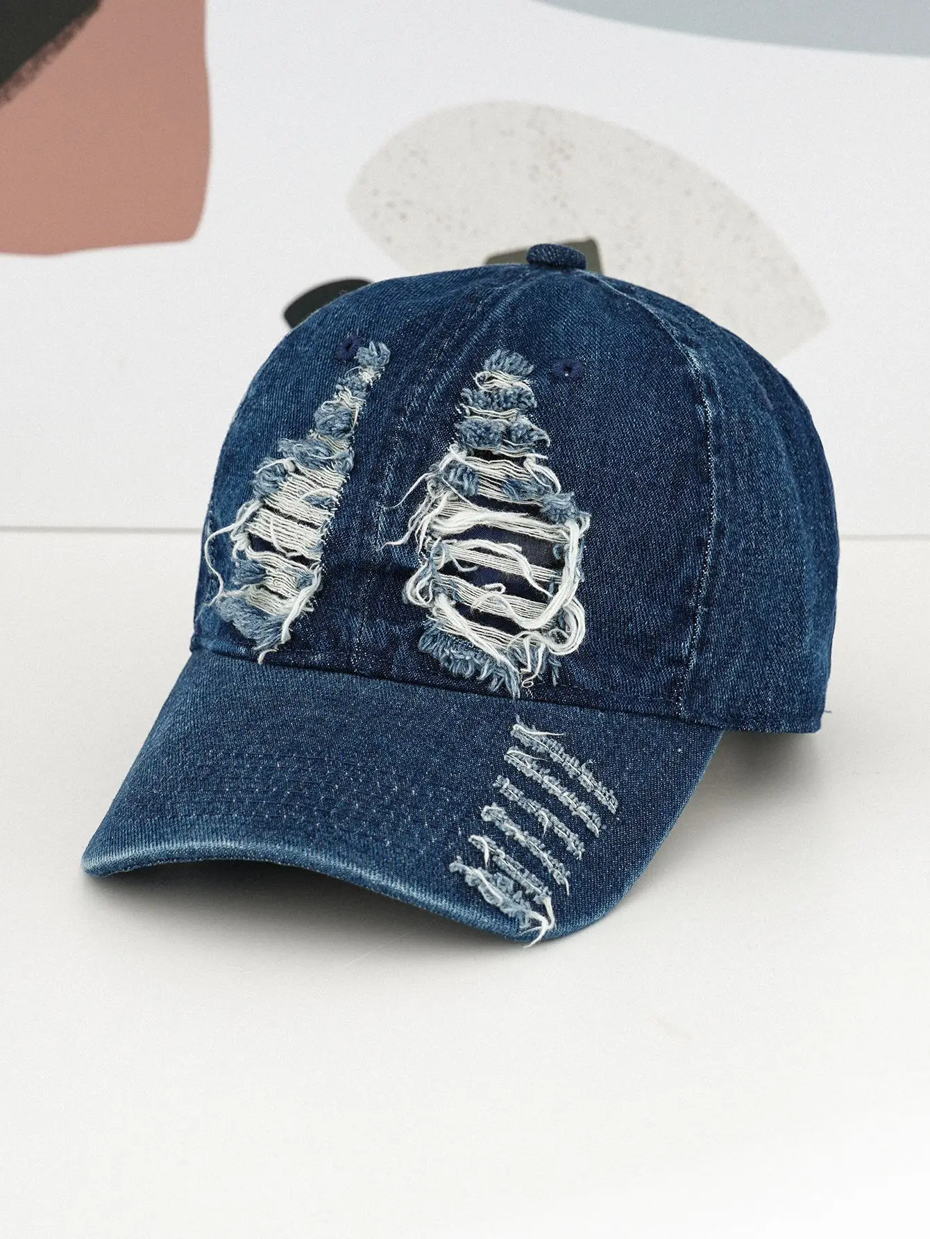 Vintage Distressed Wash Denim Cap for Men Women - Image 2