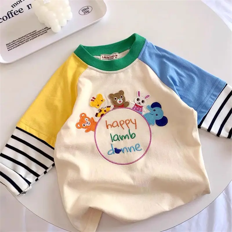 Little Bear Cartoon T-Shirt for Girls Cotton Autumn - Image 2