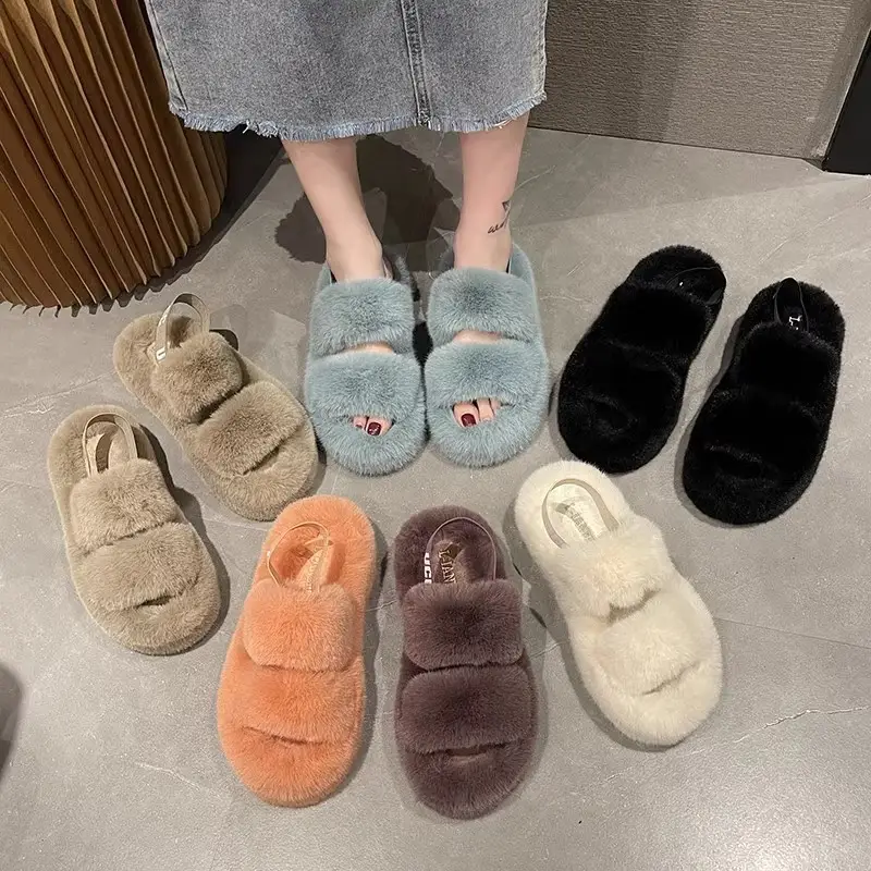 Furry Slippers for Women, Suitable for Outdoor Wear, 2025 New Popular Style, Internet-Famous, High-End Feel, Suitable for Office and Home, Plush Thick-Soled Cotton Slippers - Image 4
