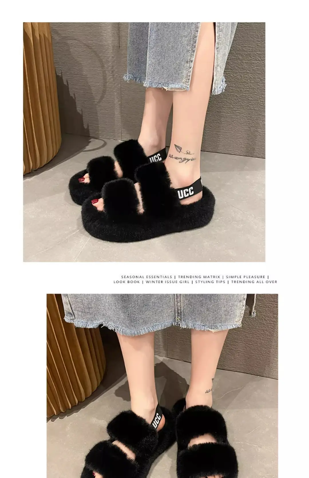 Furry Slippers for Women, Suitable for Outdoor Wear, 2025 New Popular Style, Internet-Famous, High-End Feel, Suitable for Office and Home, Plush Thick-Soled Cotton Slippers — feature 5