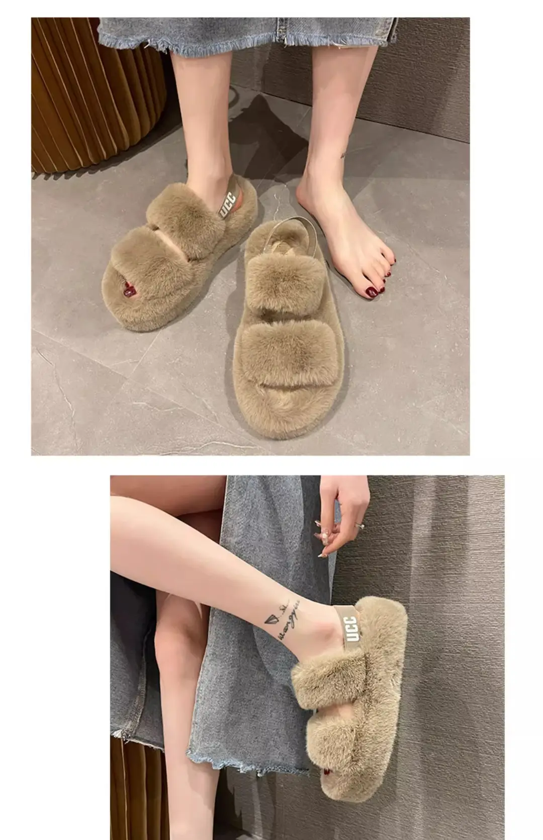 Furry Slippers for Women, Suitable for Outdoor Wear, 2025 New Popular Style, Internet-Famous, High-End Feel, Suitable for Office and Home, Plush Thick-Soled Cotton Slippers — feature 7