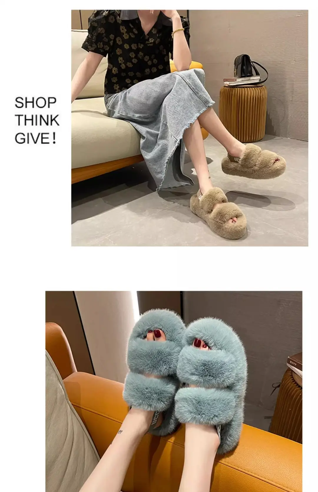 Furry Slippers for Women, Suitable for Outdoor Wear, 2025 New Popular Style, Internet-Famous, High-End Feel, Suitable for Office and Home, Plush Thick-Soled Cotton Slippers — feature 9