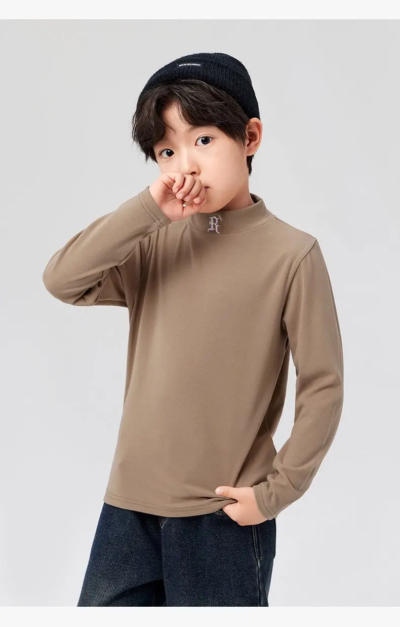 Boys Half Turtleneck Long Sleeve T-Shirt Light Blue — feature 20