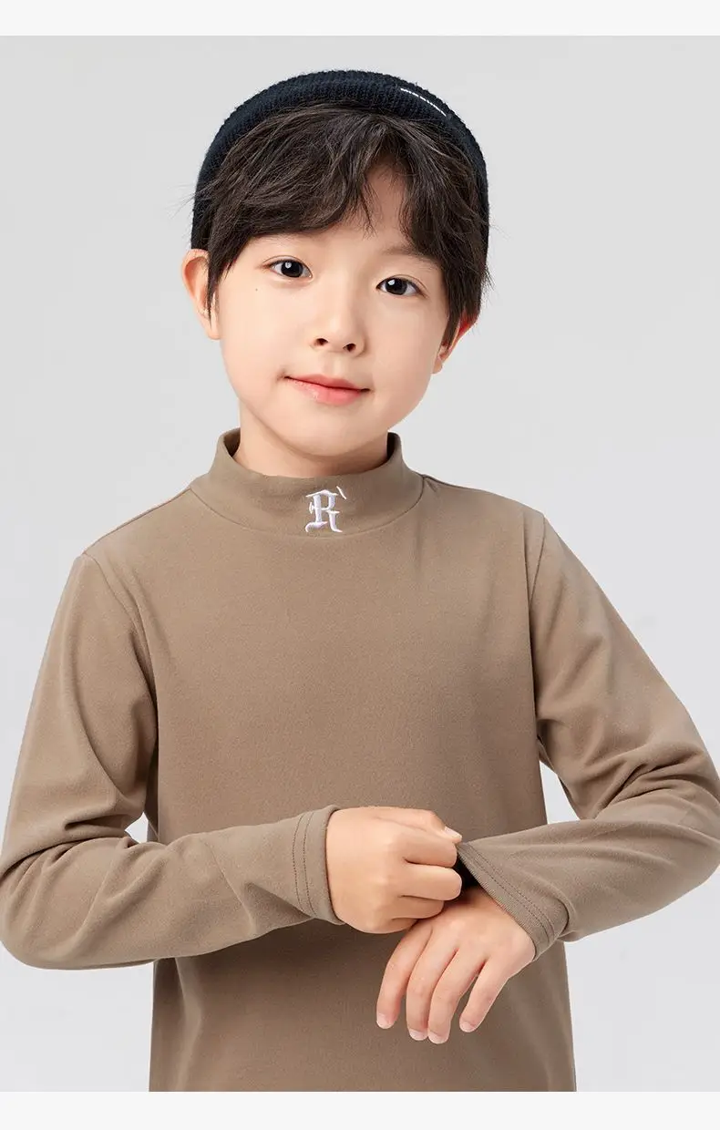 Boys Half Turtleneck Long Sleeve T-Shirt Light Blue — feature 21