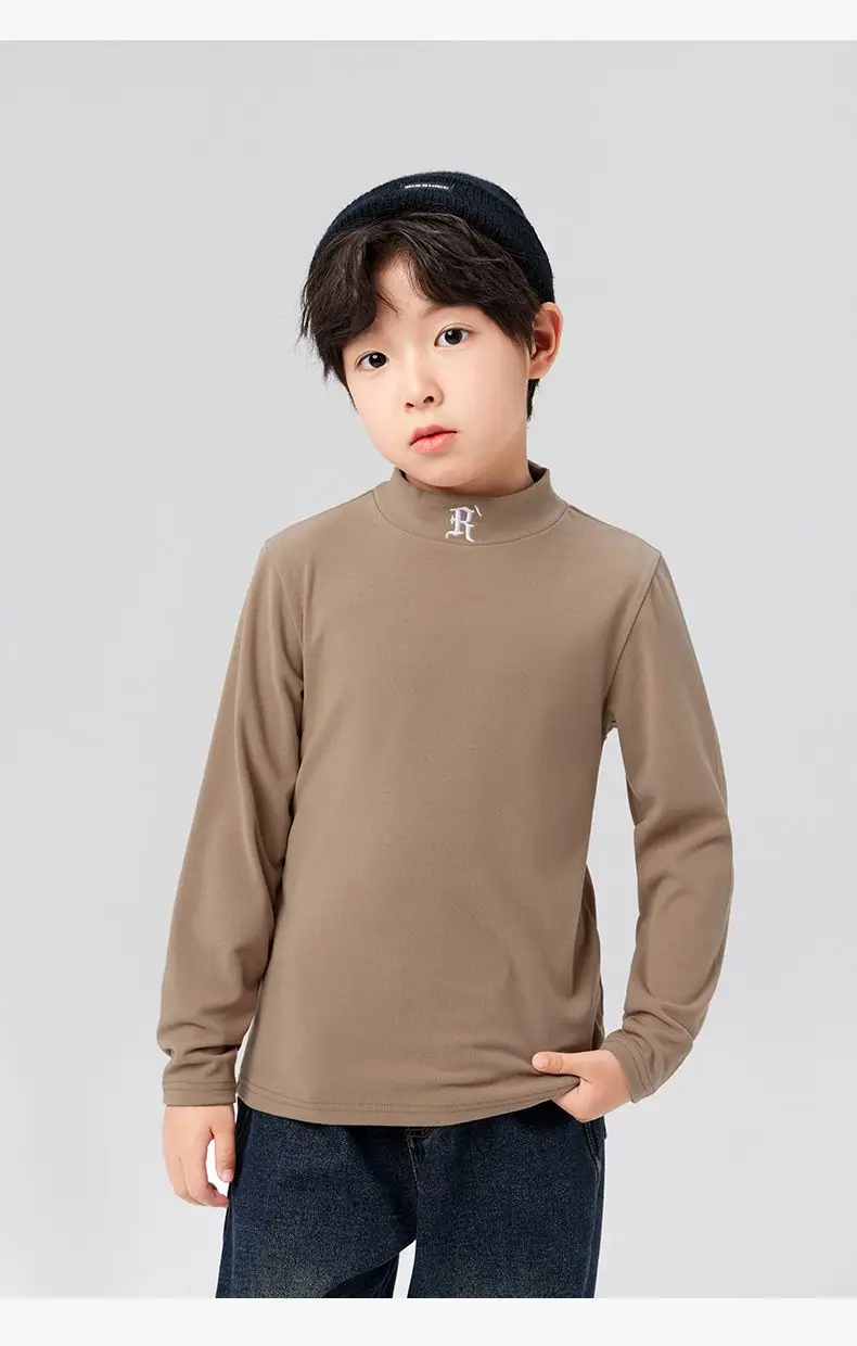 Boys Half Turtleneck Long Sleeve T-Shirt Light Blue — feature 23