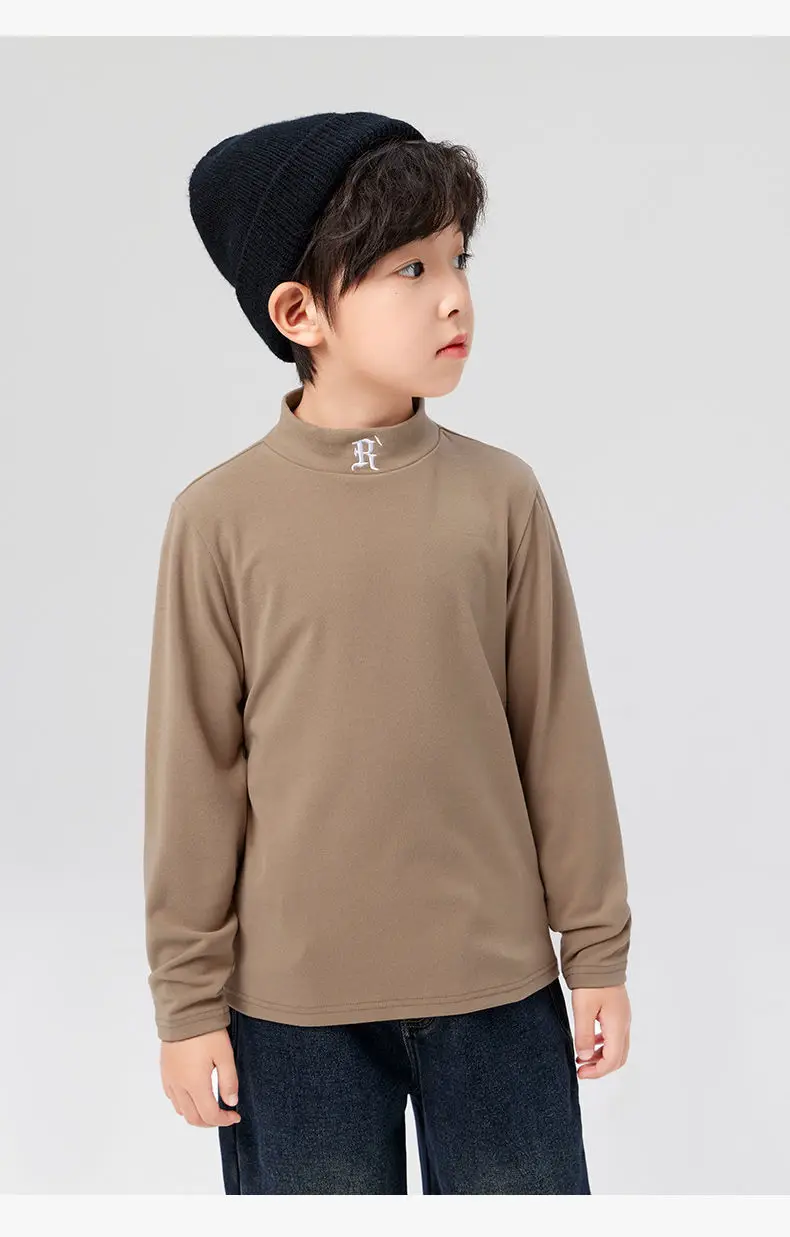 Boys Half Turtleneck Long Sleeve T-Shirt Light Blue — feature 24
