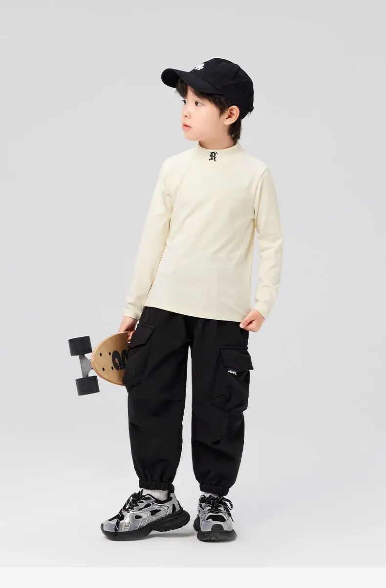 Boys Half Turtleneck Long Sleeve T-Shirt Light Blue — feature 25