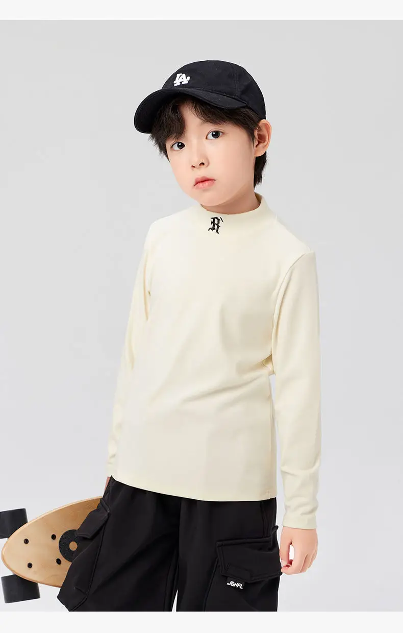 Boys Half Turtleneck Long Sleeve T-Shirt Light Blue — feature 27