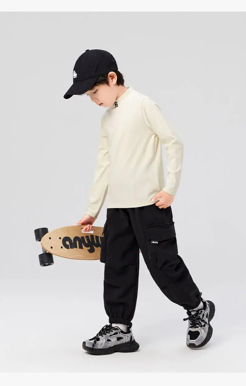 Boys Half Turtleneck Long Sleeve T-Shirt Light Blue — feature 28