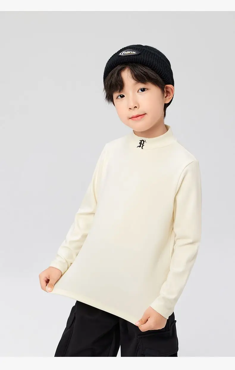 Boys Half Turtleneck Long Sleeve T-Shirt Light Blue — feature 29