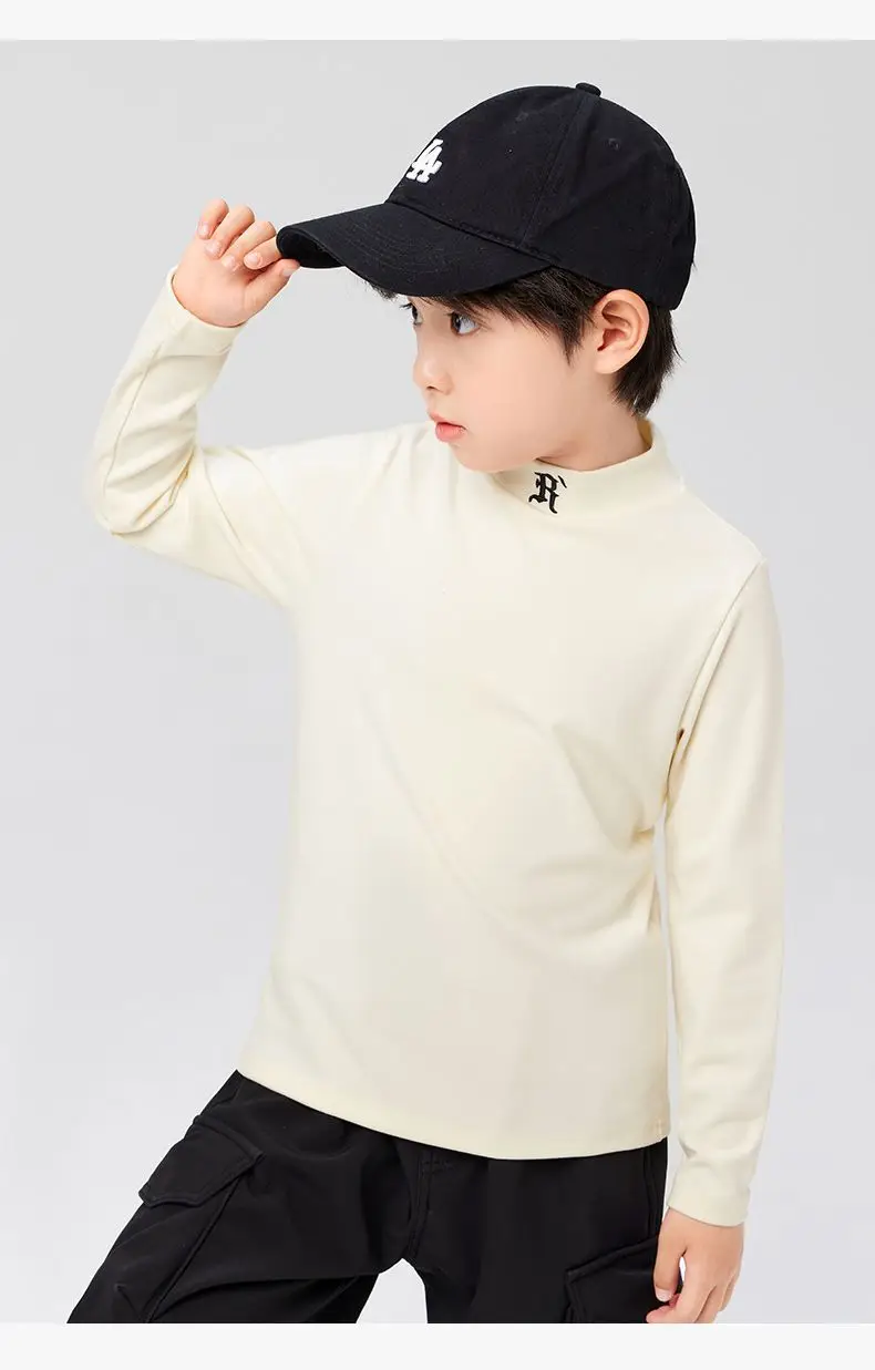 Boys Half Turtleneck Long Sleeve T-Shirt Light Blue — feature 30