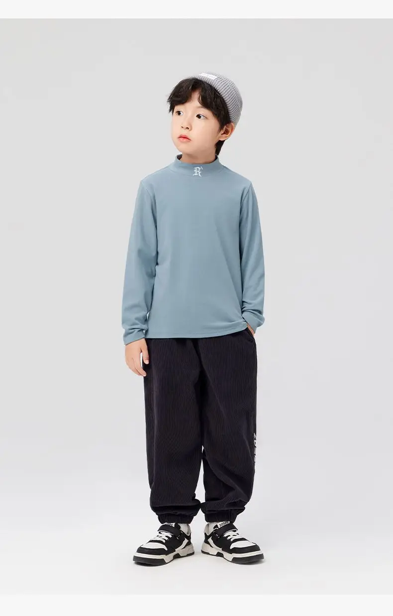 Boys Half Turtleneck Long Sleeve T-Shirt Light Blue — feature 34