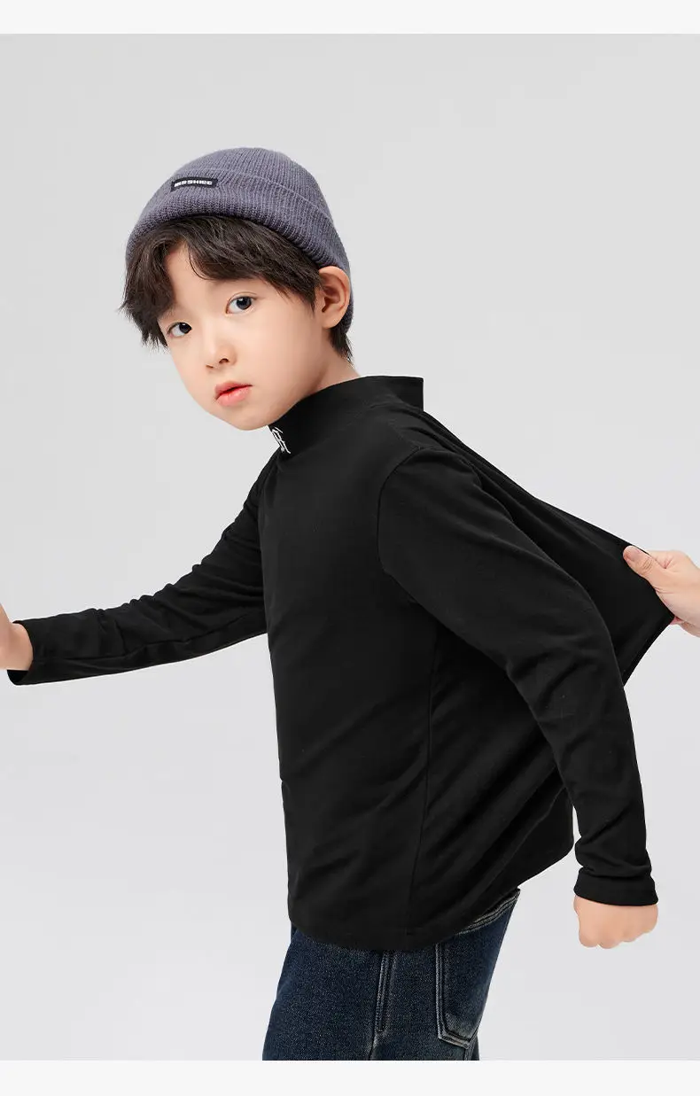 Boys Half Turtleneck Long Sleeve T-Shirt Light Blue — feature 38