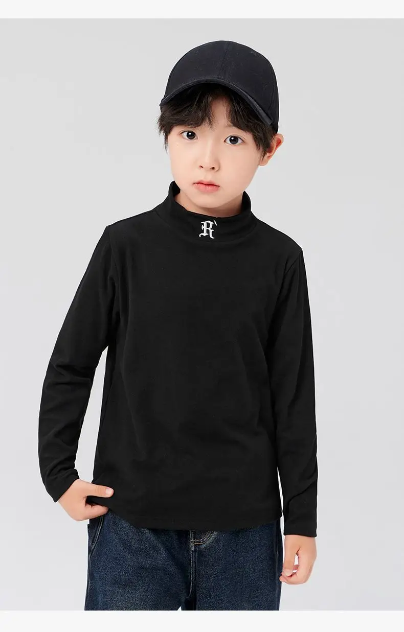 Boys Half Turtleneck Long Sleeve T-Shirt Light Blue — feature 42