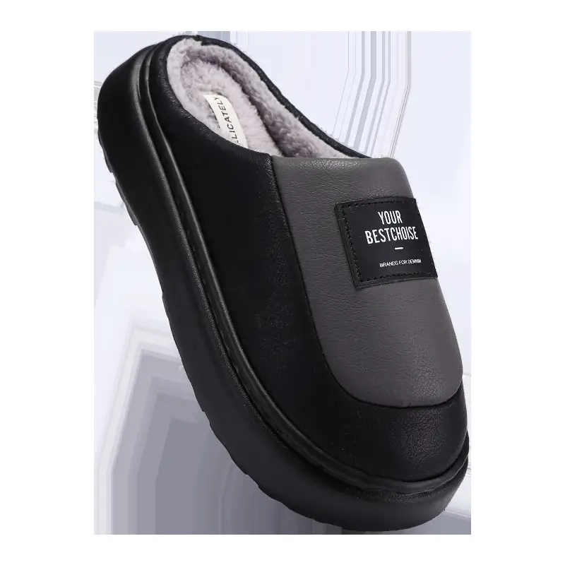 Cotton Slippers Men's 2024 New Winter Home Indoor Non-slip Warm Cotton Shoes Extras Large Size fleece-lined Thick Sole - Image 8
