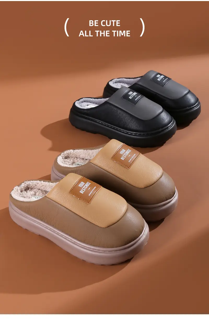Cotton Slippers Men's 2024 New Winter Home Indoor Non-slip Warm Cotton Shoes Extras Large Size fleece-lined Thick Sole — feature 16