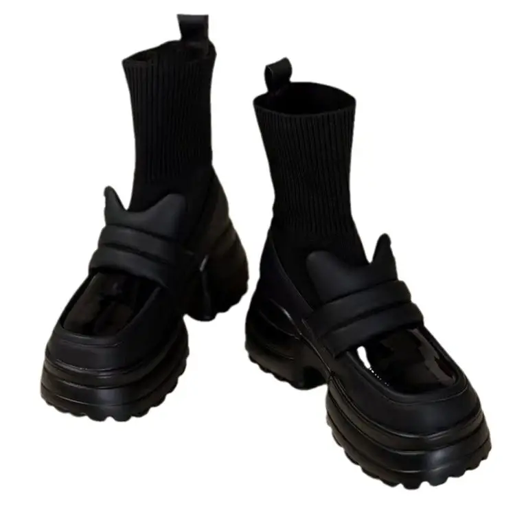 Women Black Platform Heels 2024 Comfortable Stacked Sole