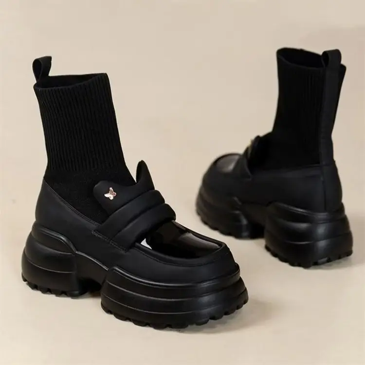 Women Black Platform Heels 2024 Comfortable Stacked Sole — feature 2