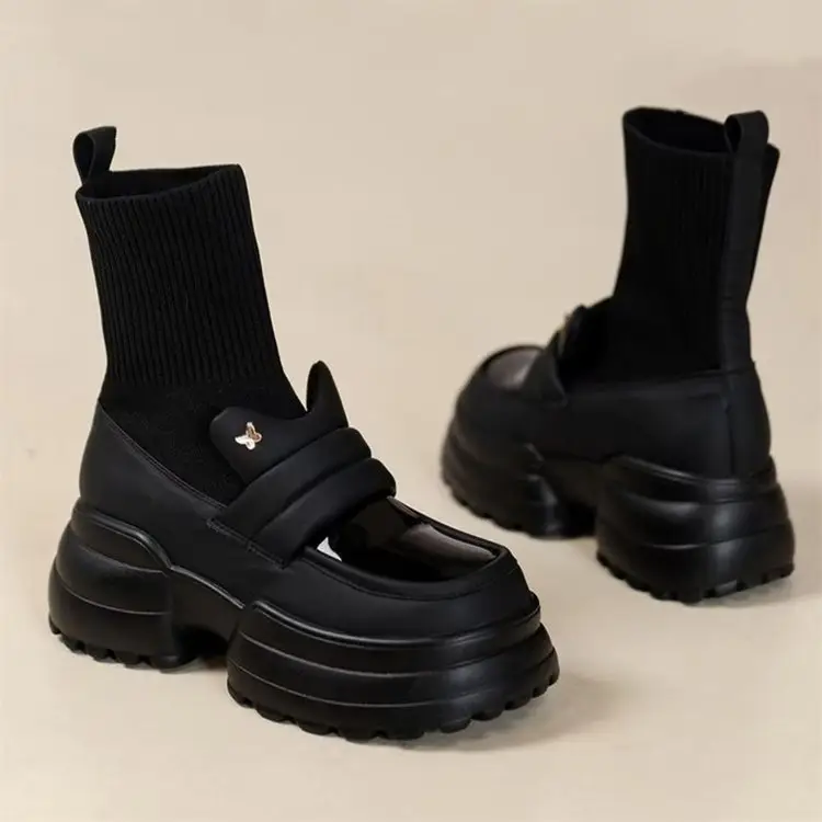 Women Black Platform Heels 2024 Comfortable Stacked Sole — feature 5